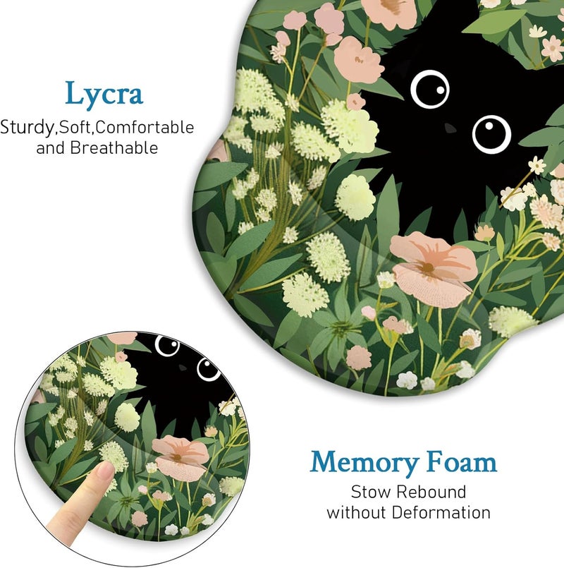 Blusabaca Ergonomic Mouse Pad with Wrist Rest, Flower Cat Mouse Pads Wrist Support for Desk, Cute Funny Mousepad for Wireless Mouse Gaming Laptop Work Home Desk Accessories Office Supplies Decor - Image 5